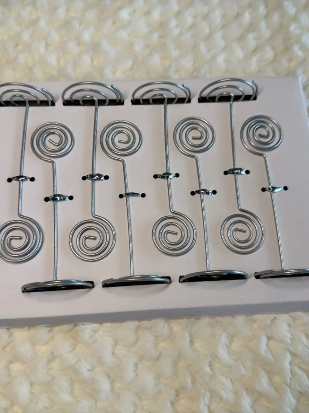 Swirled Silver Tone Place Card Holders- 8pc